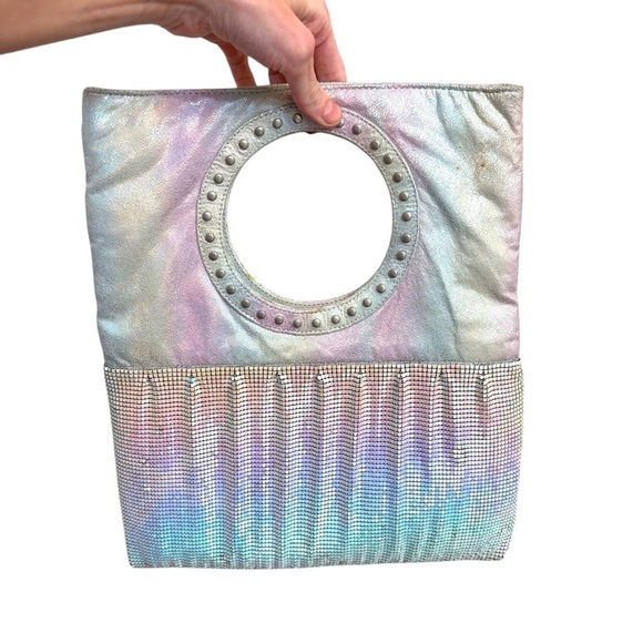 Whiting & Davis RARE fluorescent multicolor white clutch bag